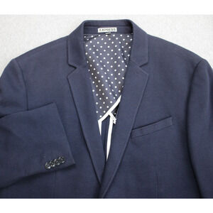 Express Blazer Mens Size 44R Navy Blue Cotton Blend 2 Button Notch Lapel Fitted